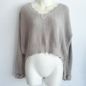 Forever 21 distressed crop gray sweater